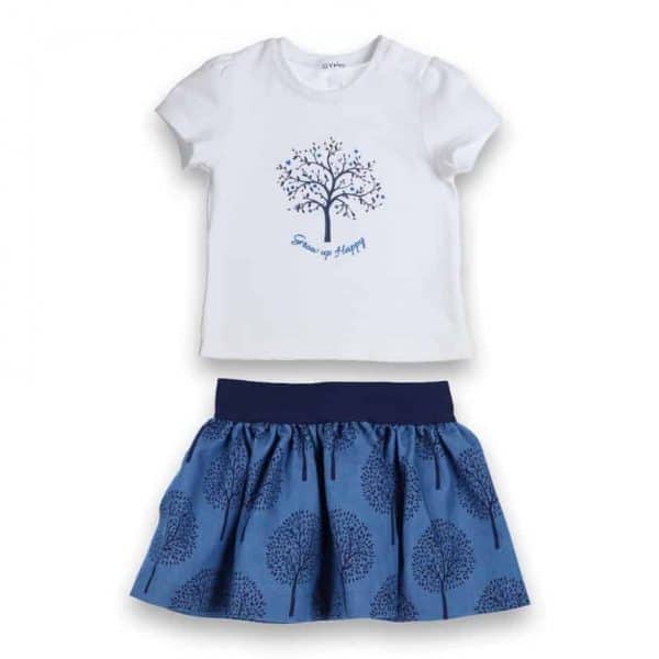 set T-shirt grow up happy met blauw rokje tree Gymp