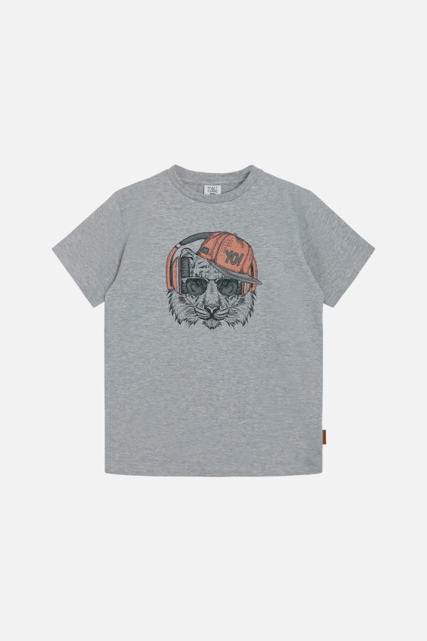 Hust&Claire grijze T-shirt tijger 'Alwin'