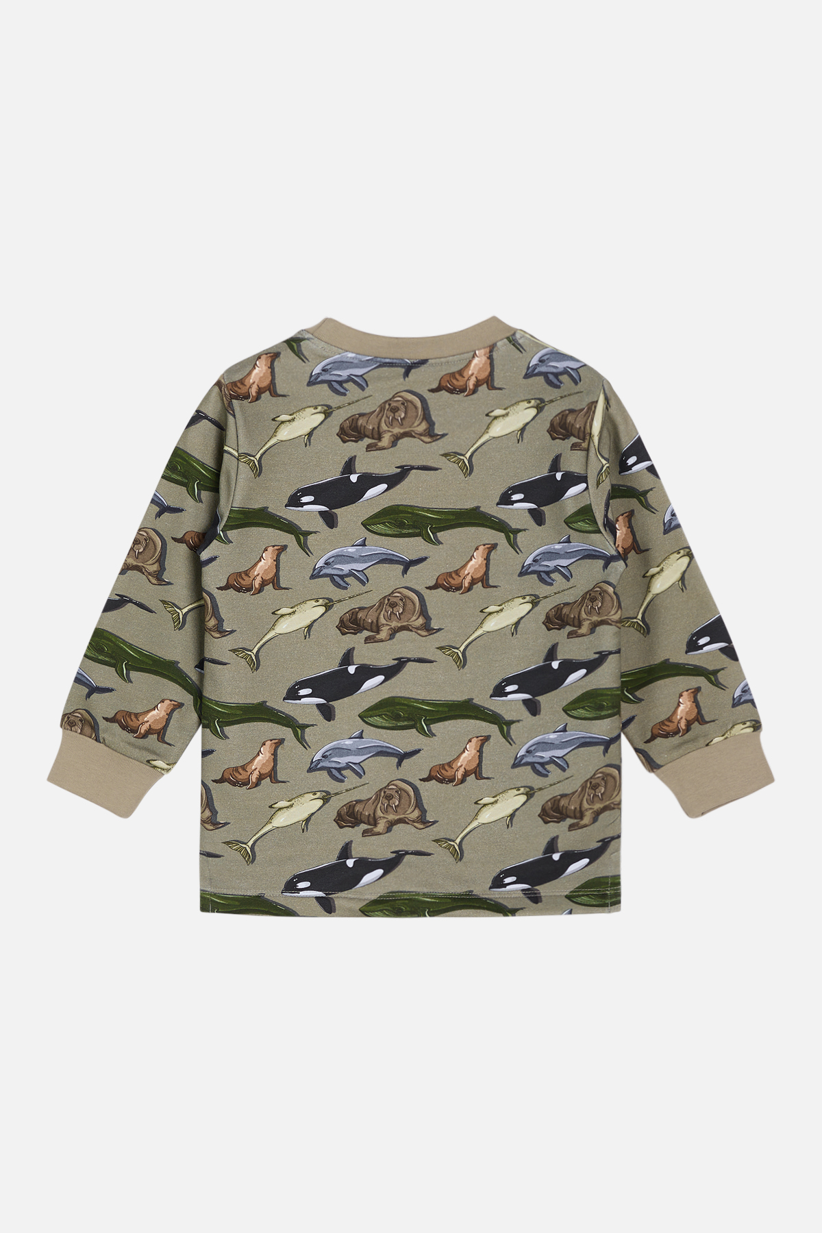 Hust&Claire khaki sweatshirt marine animals 'Samy'